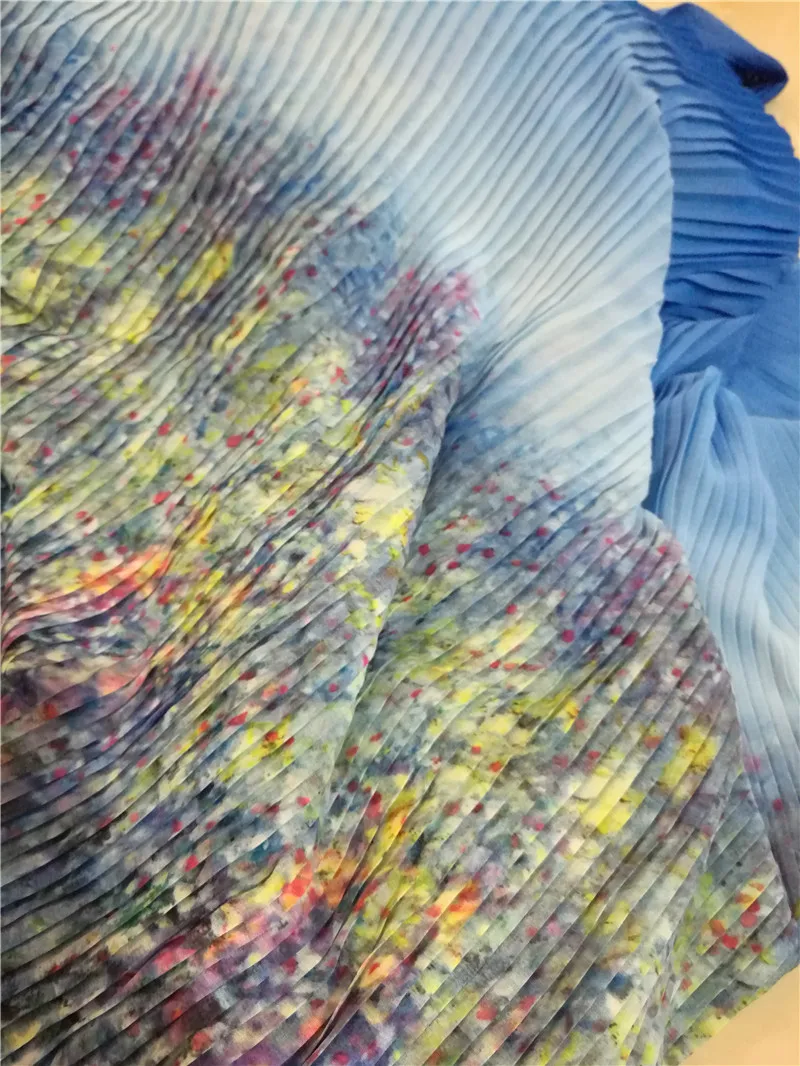 DG 1 шт печатных плиссированная шифоновая ткань для платья юбка Жатая ткань (плиссированные 0,5 м)