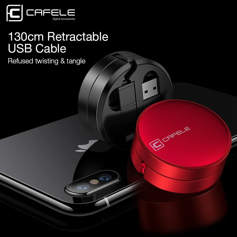 Cafele 2 en 1 Micro y 8 Pin Cable USB para iPhone Xiaomi Huawei 130 cm portátil retráctil 5 V 2A Cable de carga USB