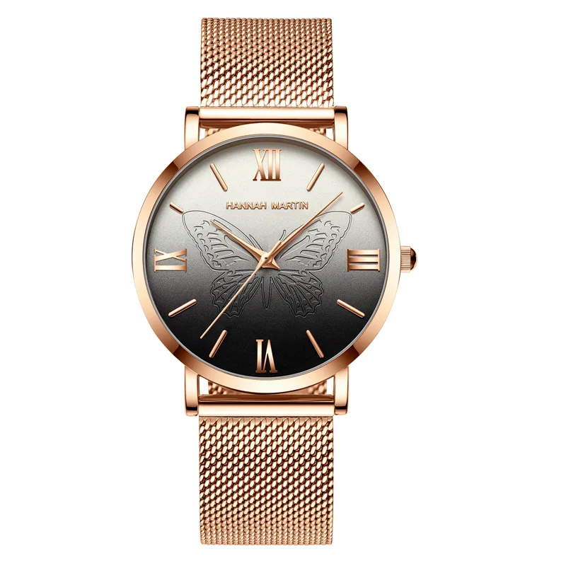 

relogio feminino 2019 Top Brand Luxury Women Japan Quartz Watch 3D Pink Butterfly Watch Stainless Steel Waterproof Wristwatches