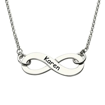 

Wholesale Personalized Infinity Necklace Engraved Silver Name Hand Stamped Infinity Necklace Best Gift for Her