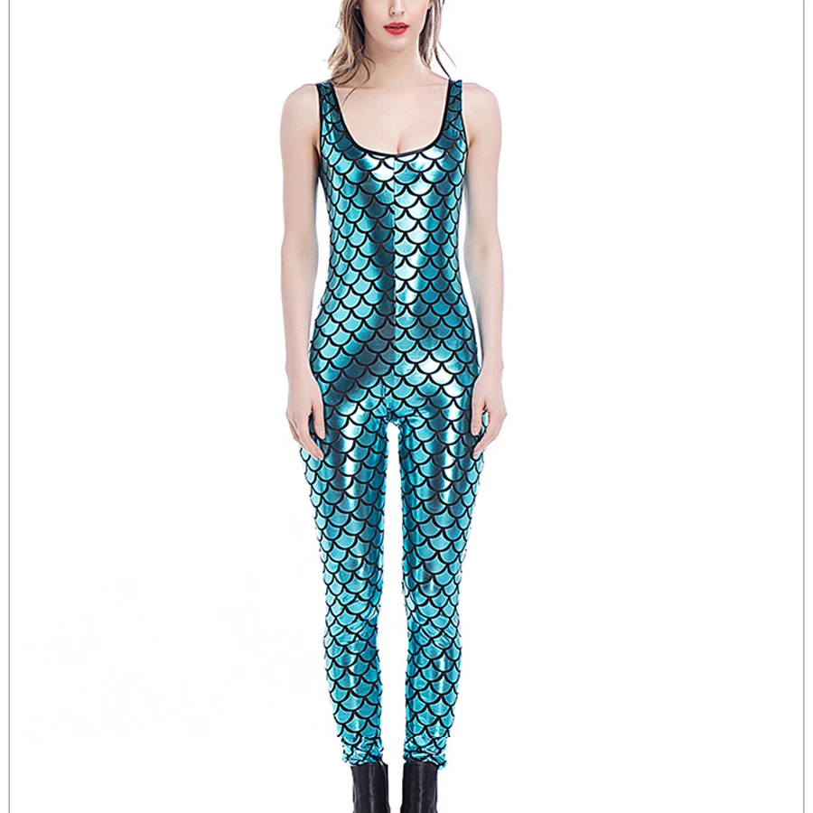 

Sexy Women PU Leather Lingerie Bodysuits Erotic Leotard Costumes Fish Scale Mermaid Performing Latex catsuit