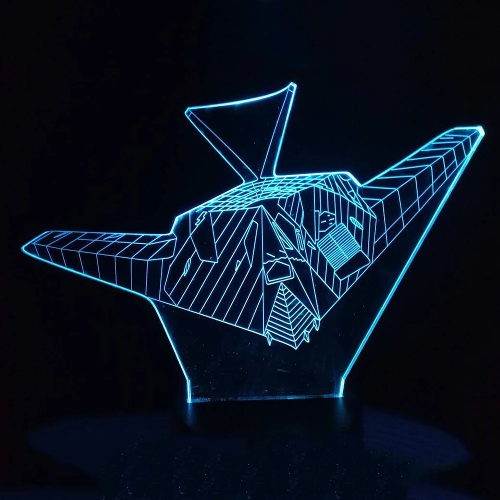 

7 Color Changing F117 Aircraft Model 3D LED Acrylic Night Lights Remote Touch Switch Airplane Usb Desk Table Lamp Boy Gift Toy