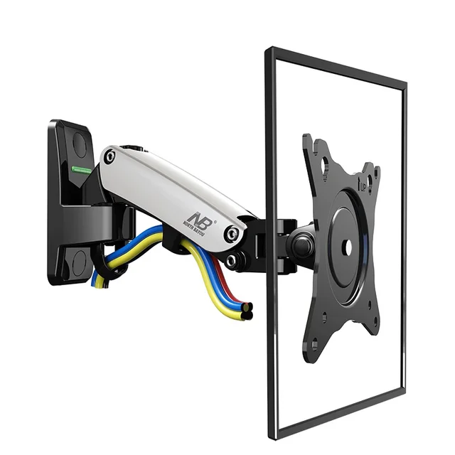 NB F120 17-27" Gasdruckfeder Full-Motion TV-Wandhalterung, LCD-Monitorhalterung aus Aluminium mit 360°-Drehung, Silber