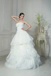 На заказ онлайн бретелек длиной до пола оборками из органзы свадебное платье классический скромные свадебные платья
