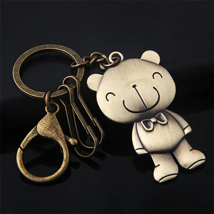 

2017 New Fashion Creative Metal Vintage Cute Little Bear Keychain Lovely Smiling Bear Key Chain Key Ring Jewelry Gift