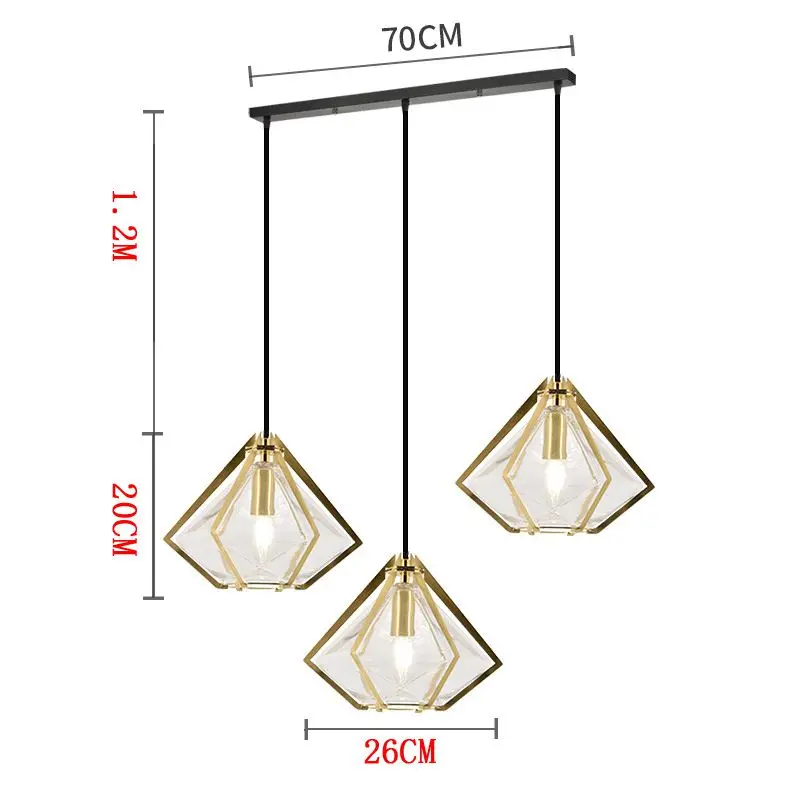 Скандинавские современные стеклянные алмазные подвесные светильники для столовой креативные винтажные барные подвесные светильники для ресторана - Цвет корпуса: D-3-OBLONG