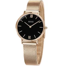 BINZI Quartz Stainless Stell Watch Women Rose Gold Ladies Watch Waterproof Ultrathin Women Watches Relogio Feminino