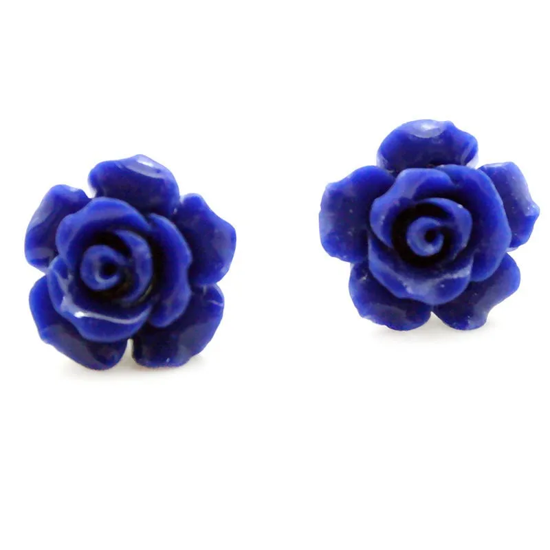 

12mm Lapis lazuli Carved Rose Flower 925 Sterling Silver elegant for women sterling-silver-jewelry brinco boucle earring