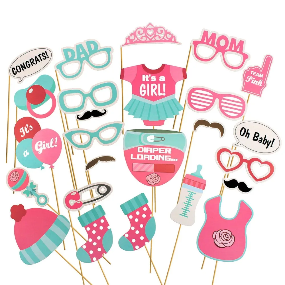 Heronsbill 25 штук Baby Shower Photo Booth Реквизит его мальчик девочка украшения для младенцев