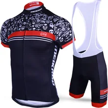 

Original Meikroo skull cyclist red bib short sleeve cycling jersey sets summer Breathable quick bike ciclismo sets