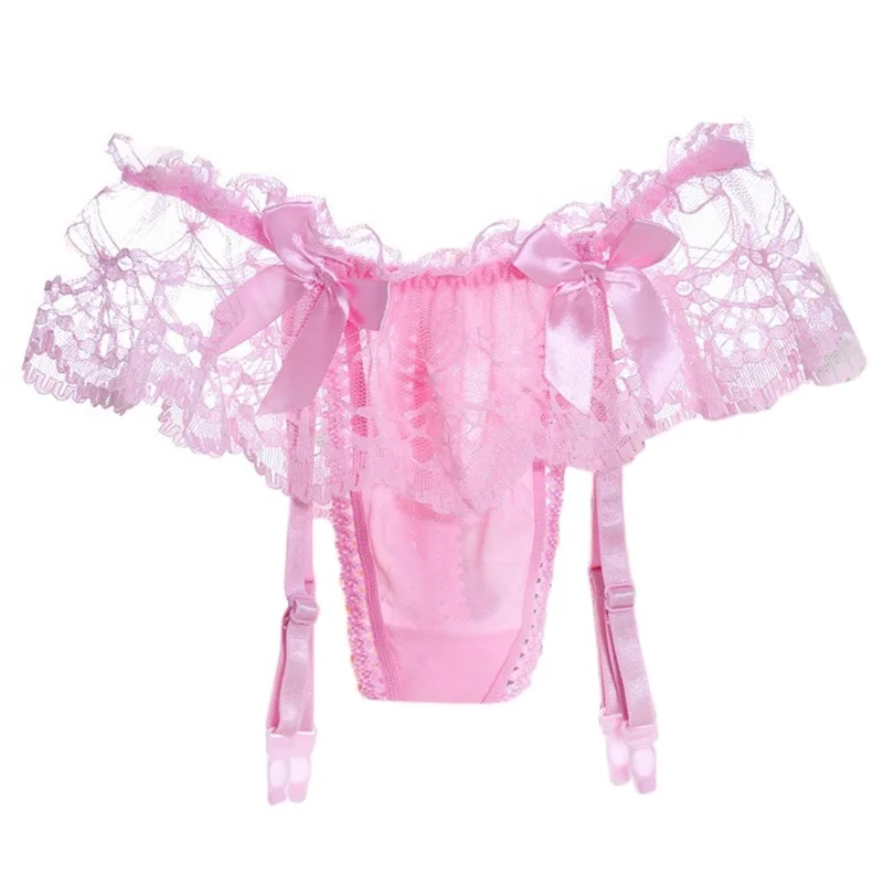 KLV/ новые женские сексуальные платья кружева однотонный тонкий сексуальный чулок стринги подвязки чулки с поясом комплект нижнего белья с бантом - Цвет: 4 Pink