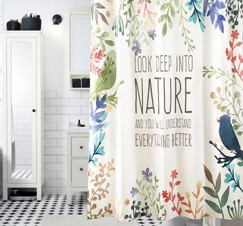 

LOOK UP IN TO NATURE Shower Curtain Waterproof Mildewproof Polyester Fabric Bath Curtain Bathroom Product With 12 Hooks Gift