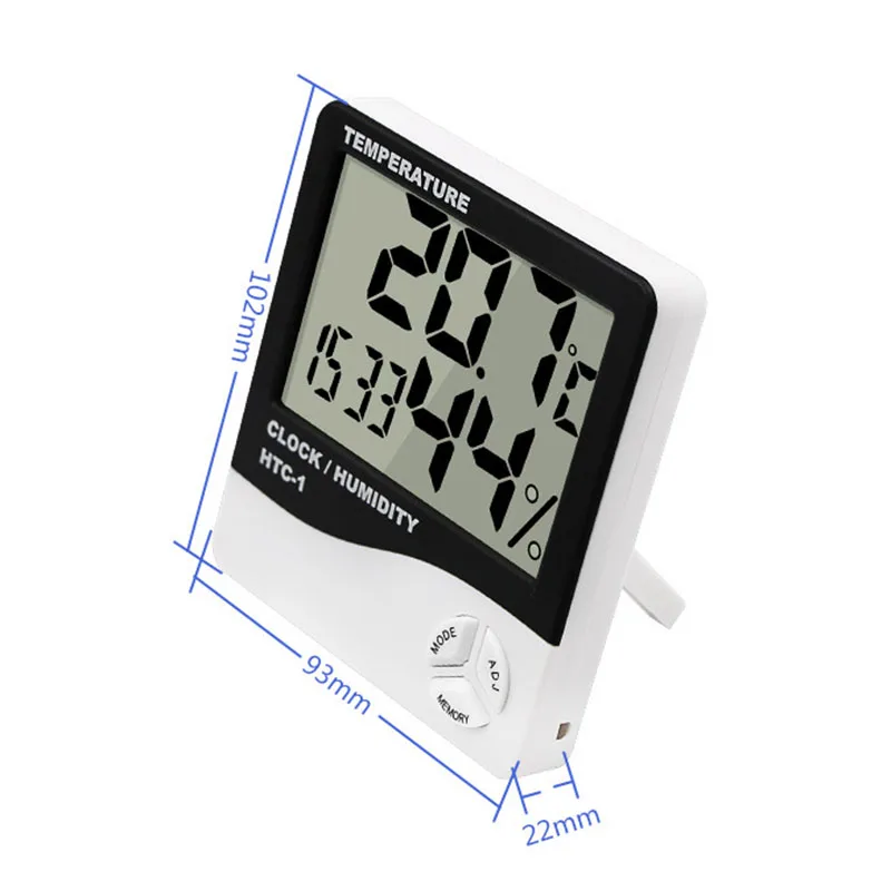 Indoor Room LCD Electronic Temperature Humidity Meter Digital Thermometer Hygrometer Weather Station Alarm Clock HTC-1