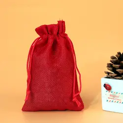 50 шт./лот маленький красный джутовых сумка 10*14 см милые шнурком мешок подарков Свадебные Применение Саше хранения браслет ювелирных