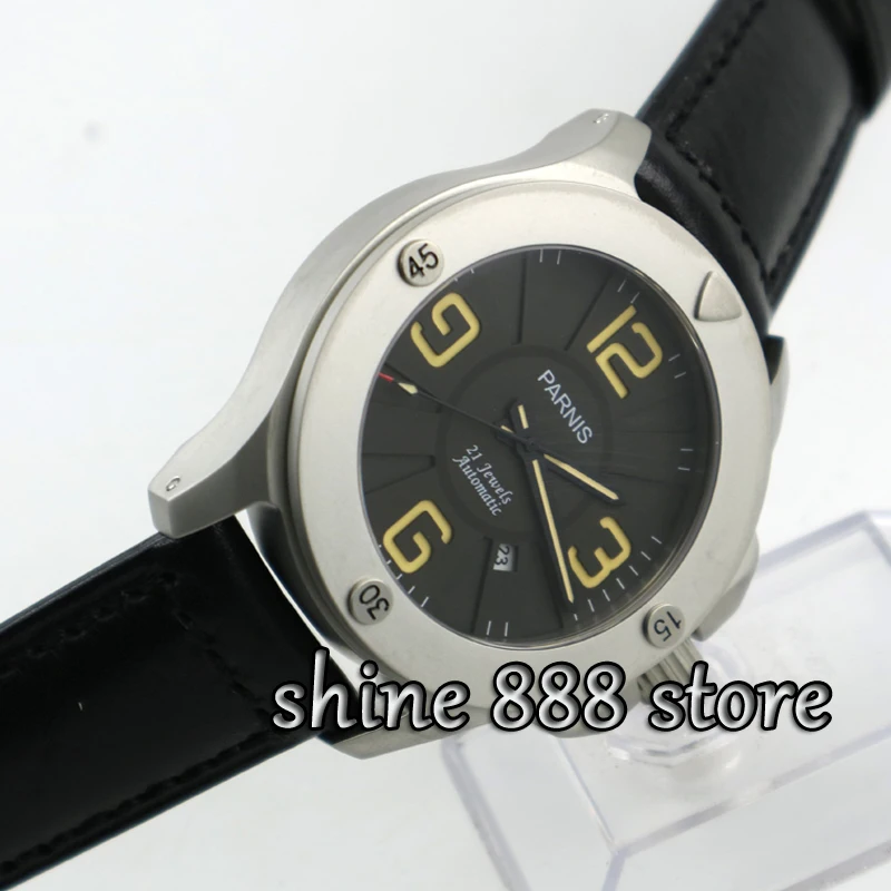 

47mm Parnis Gray dial luminous Sapphire Glass miyato Automatic mens Watch