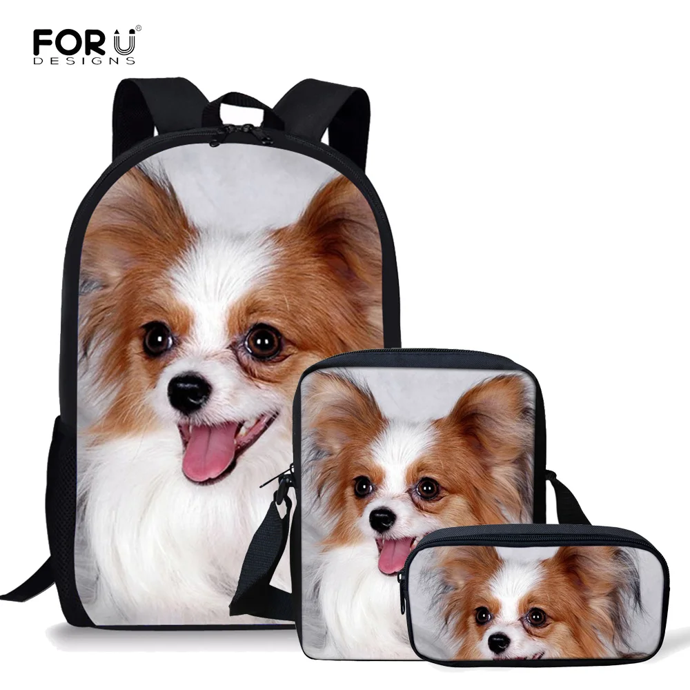 

FORUDESIGNS 3Pcs/set School Bags for Girls Cute Papillon Printing Schoolbag Teenagers Shoulder Backpack Softback Bolsa Escolar