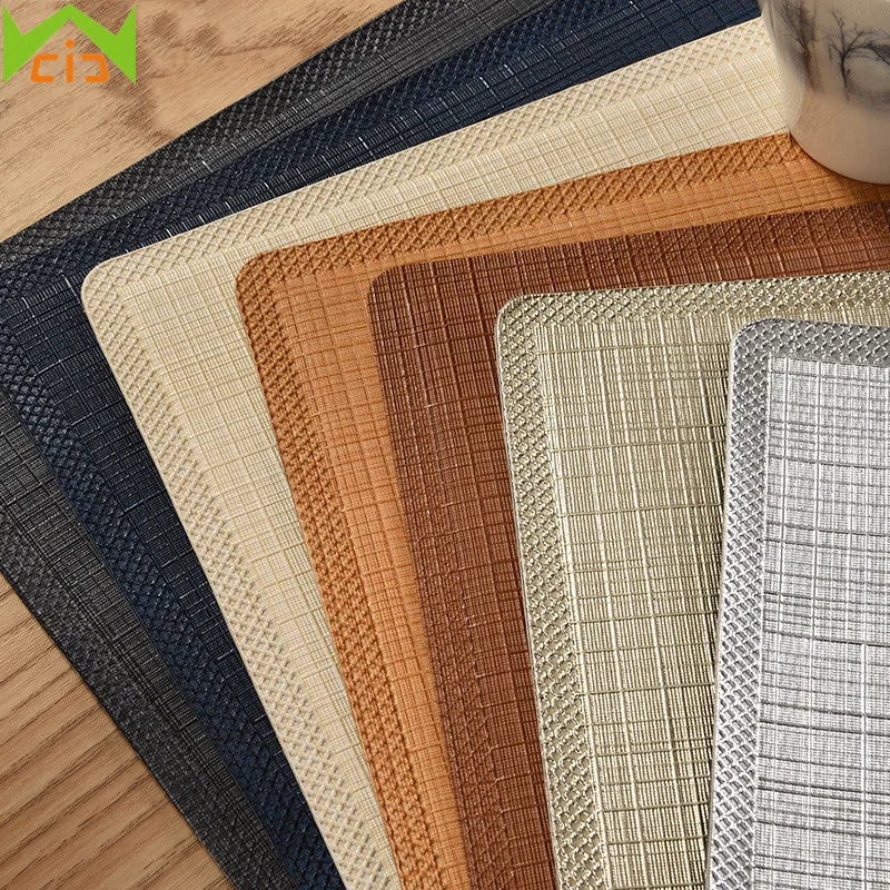 WCIC Anti Skid PU Leather Table Mat Waterproof Placemat Kitchen Restaurant Cafe Tableware Pads Heat Resistant Dining Decoration