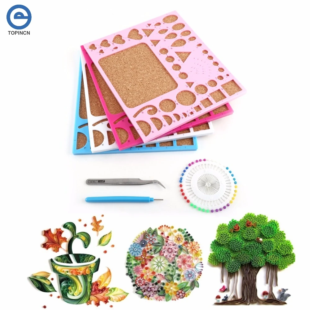 

Paper DIY Quilling Tools Paper Quilling Set Art Template Mould Board Tweezer Pin Slotted Tool Kit Paper Flowers For Scrapbooking