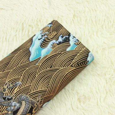 Импортная плотная ткань из чистого хлопка, японский мягкий бриз, принт дракона, морской волны, ручная работа, сделай сам, Лоскутная сумка, ткань A817