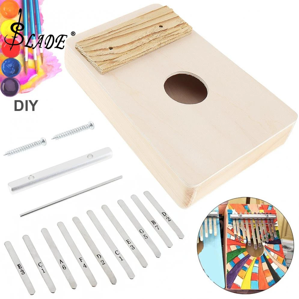 

SLADE 10 Key Kalimba DIY Kit Basswood Thumb Piano Mbira for Handwork Painting Parents-child Campaign