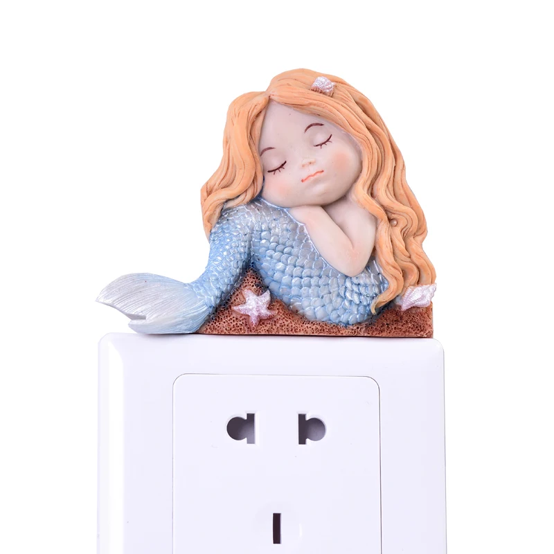 Kawaii 3D Русалка переключатель палка для розетки настенное украшение наклейки