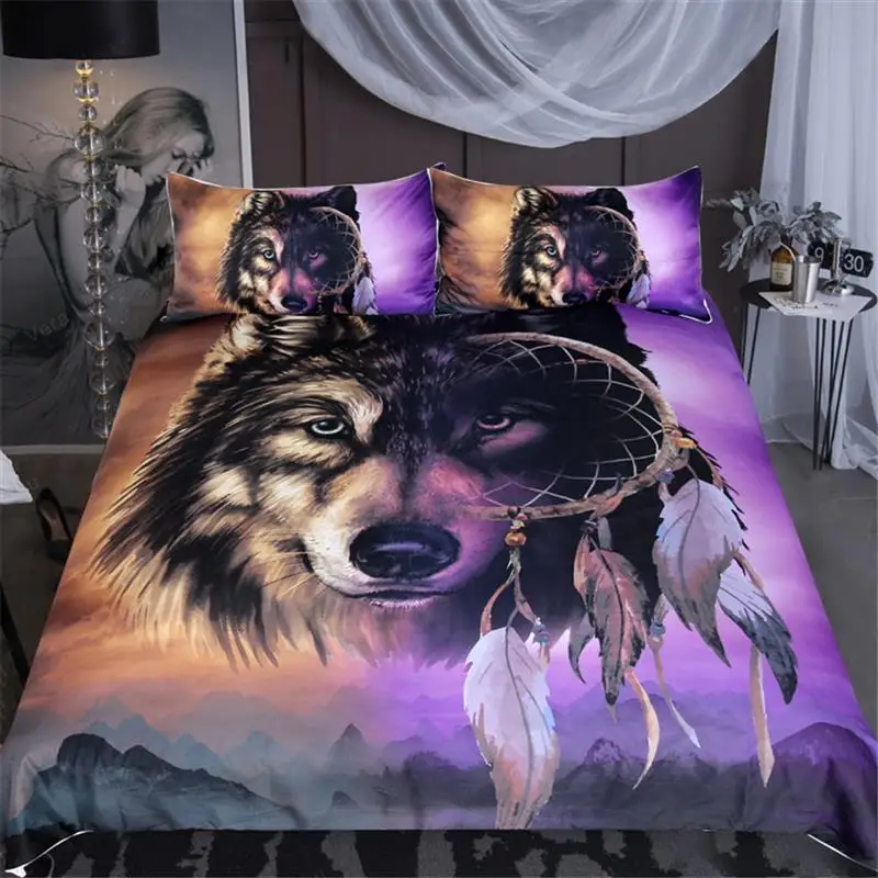 LOVINSUNSHINE Wolf King комплект постельного белья Queen комфортный 3d пододеяльник SJ01 # | Дом и