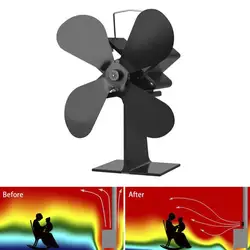 4 лопасти тепла питание вентилятор печки журнала дерева горелки эко поклонников черный домашний камин эффективного распределения тепла