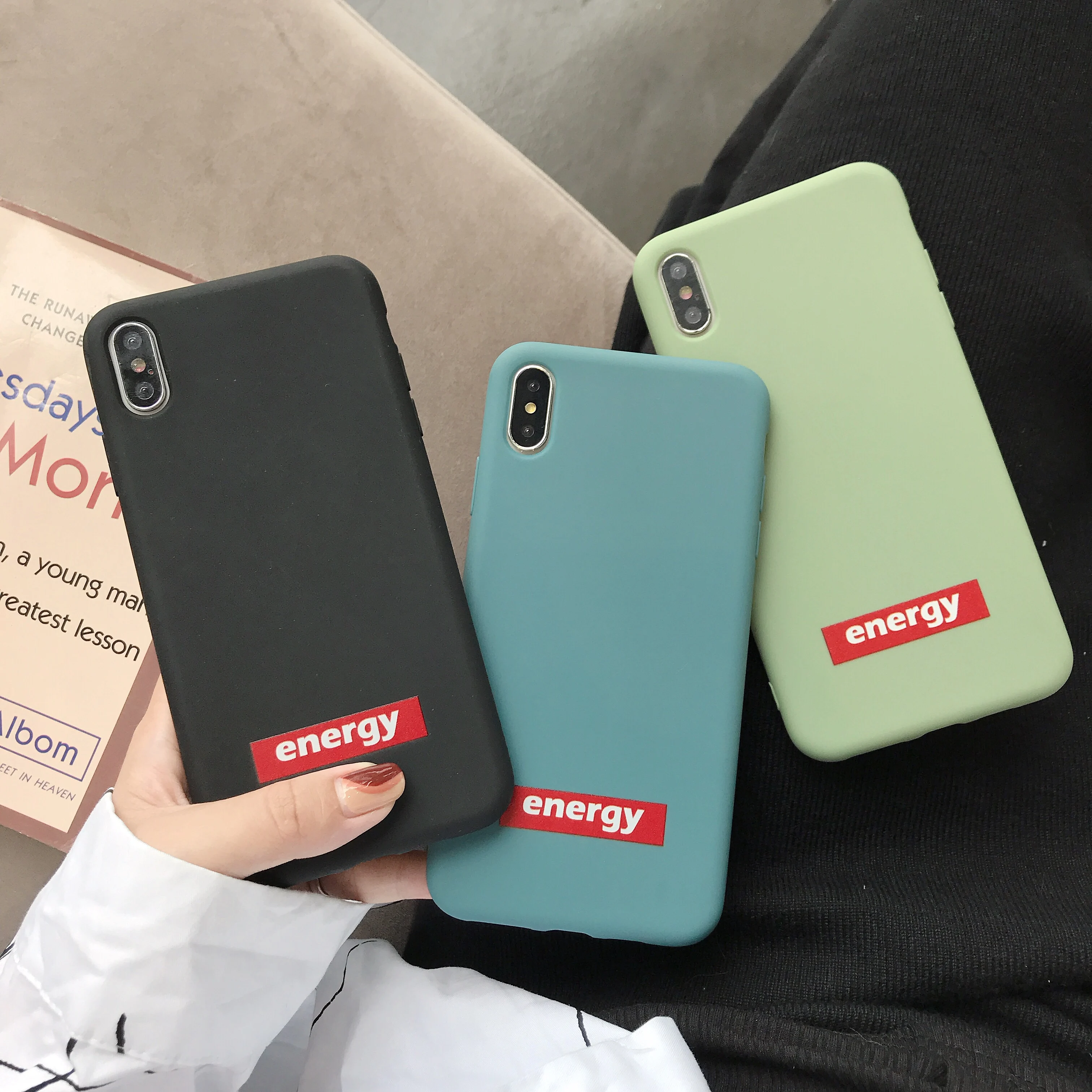 

New Liquid TPU Soft Case For iPhone Xs Max XR 8 7 7P 6 6S Plus X Cover Energy Fashion Design Protective Back Shell Case Coque