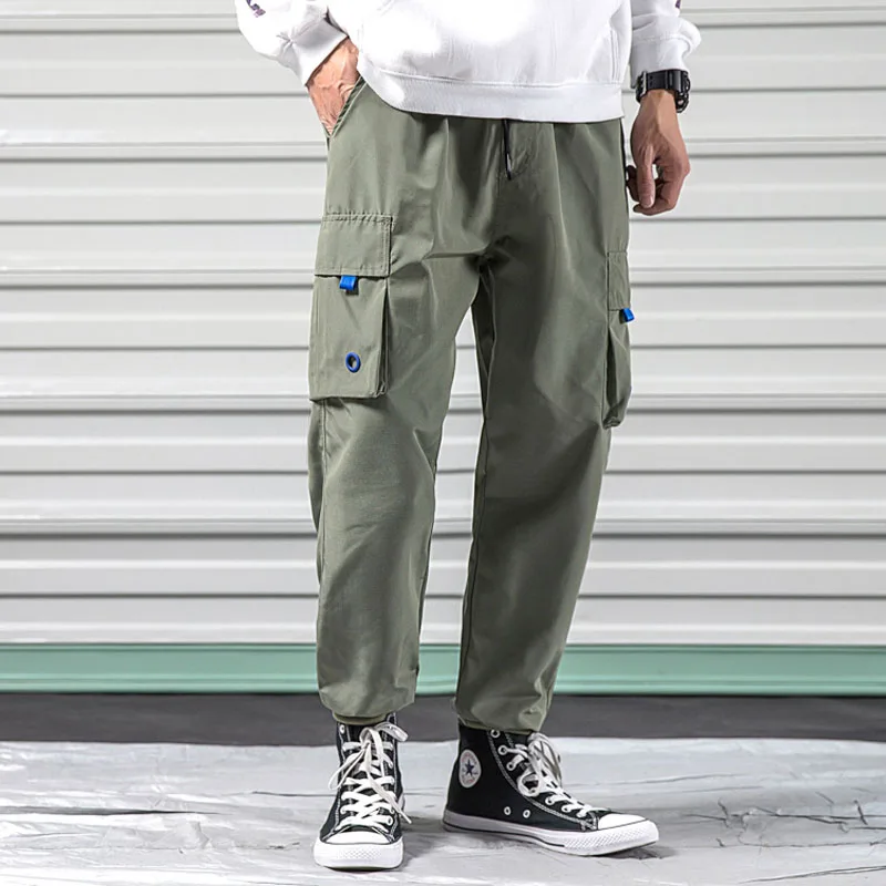 Весна Осень свободные мужские брюки-карго армейские зеленые комбинезоны Японская уличная джоггеры Брюки Мужские Простые Дизайнерские штаны 5XL - Цвет: light green