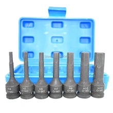 7 шт. 3/" Квадратный привод ударный шестигранный Набор торцевых головок воздушный удар шестигранный ключ Торцевая головка Cr-Mo 60 мм длинная Шестигранная головка H4 H5 H6 H7 H8 H10 H12
