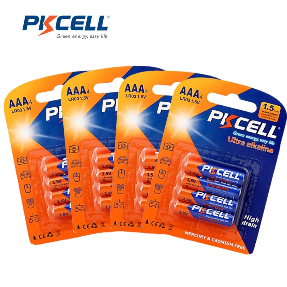 

16Pcs/4Blister PKCELL AAA 1.5V Batteries LR03 Alkaline Battery E92 AM4 MN2400 3A Dry Battery for remote control & toothbrushes