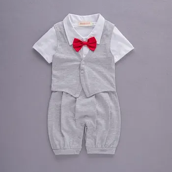

Gray One Piece Gentleman Romper Suit with Bowtie Vest Jumpsuit Fantasias Infantil Macacao Bebe Baby Boy Clothes Infant Clothing