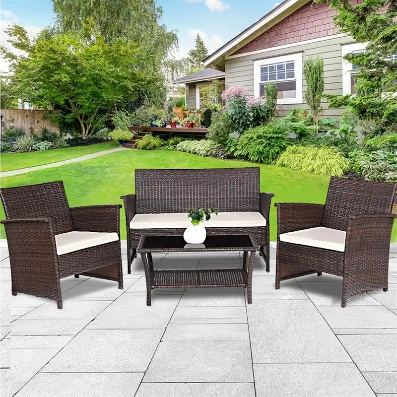 4 Pcs Outdoor Patio Rattan Furniture Wicker Sofa Set Modern High Quality Outdoor Furniture Table And Chair Patio Hw57026 Aliexpress