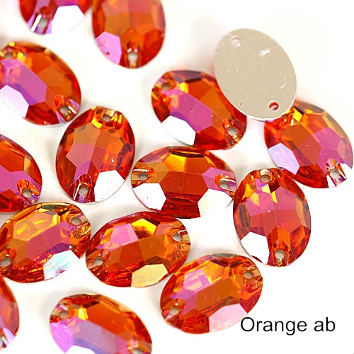 Oval Colorful Resin Sew On Rhinestones Flatback Sewing Rhinestone Resin Crystal Sew-On Rhinestones for Wedding Dress B3802 - Color: Orange AB