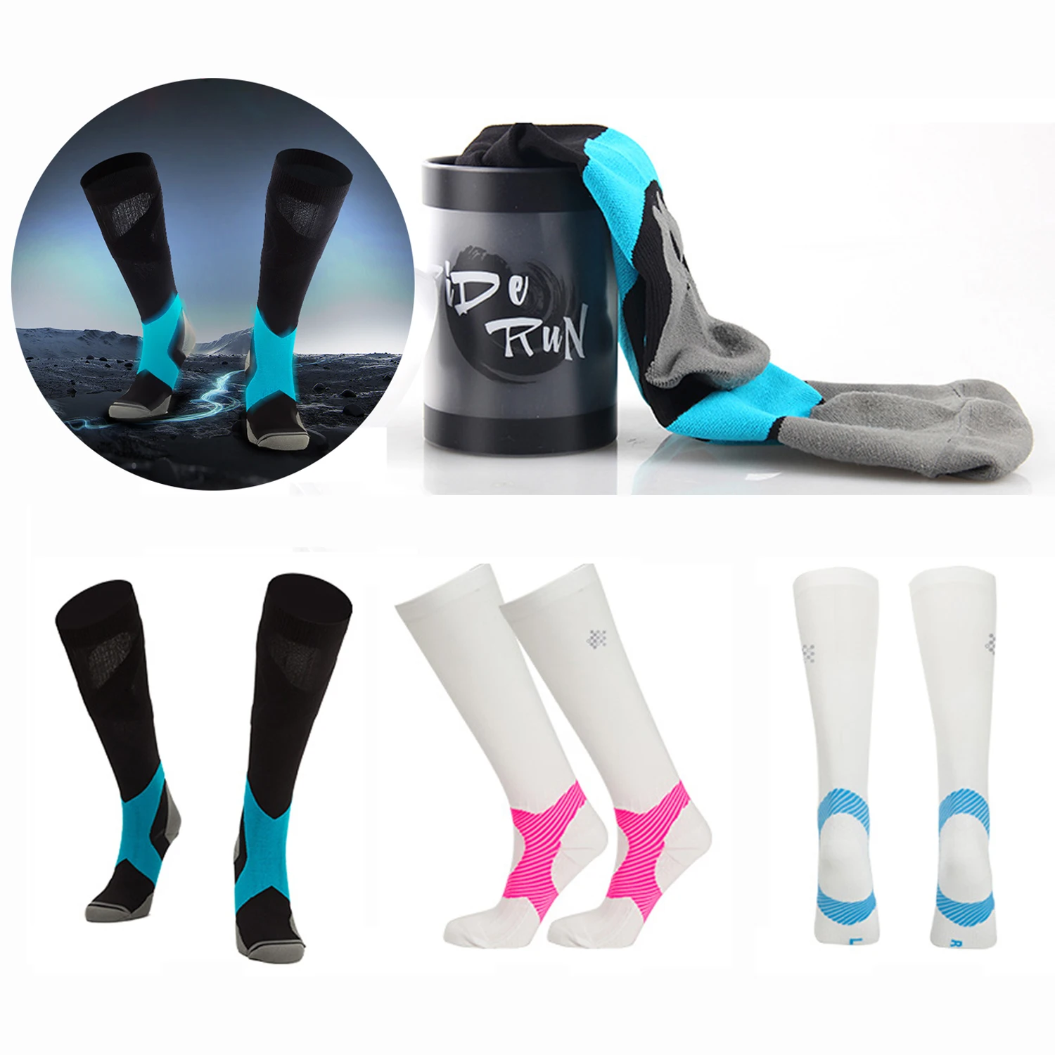 1 Pair Compression Socks Cycling Sports Stockings for Hiking Running