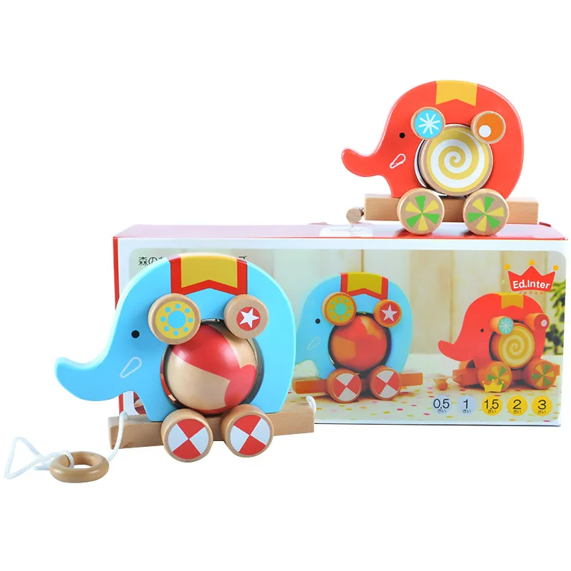 

Деревянная детская игрушка-слон, игрушечная машинка, забавная роликовая игра, 2 шт., Детские познавательные развивающие игрушки, детские подарки