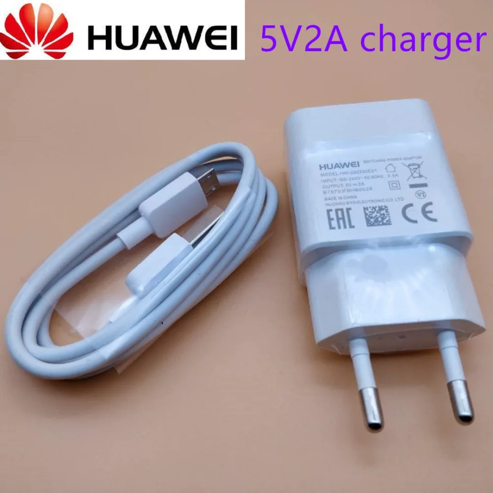 Зарядное устройство EU huawei y6 prime 2018 Оригинал 5 В/2 а Usb адаптер Зарядка Micro usb кабель