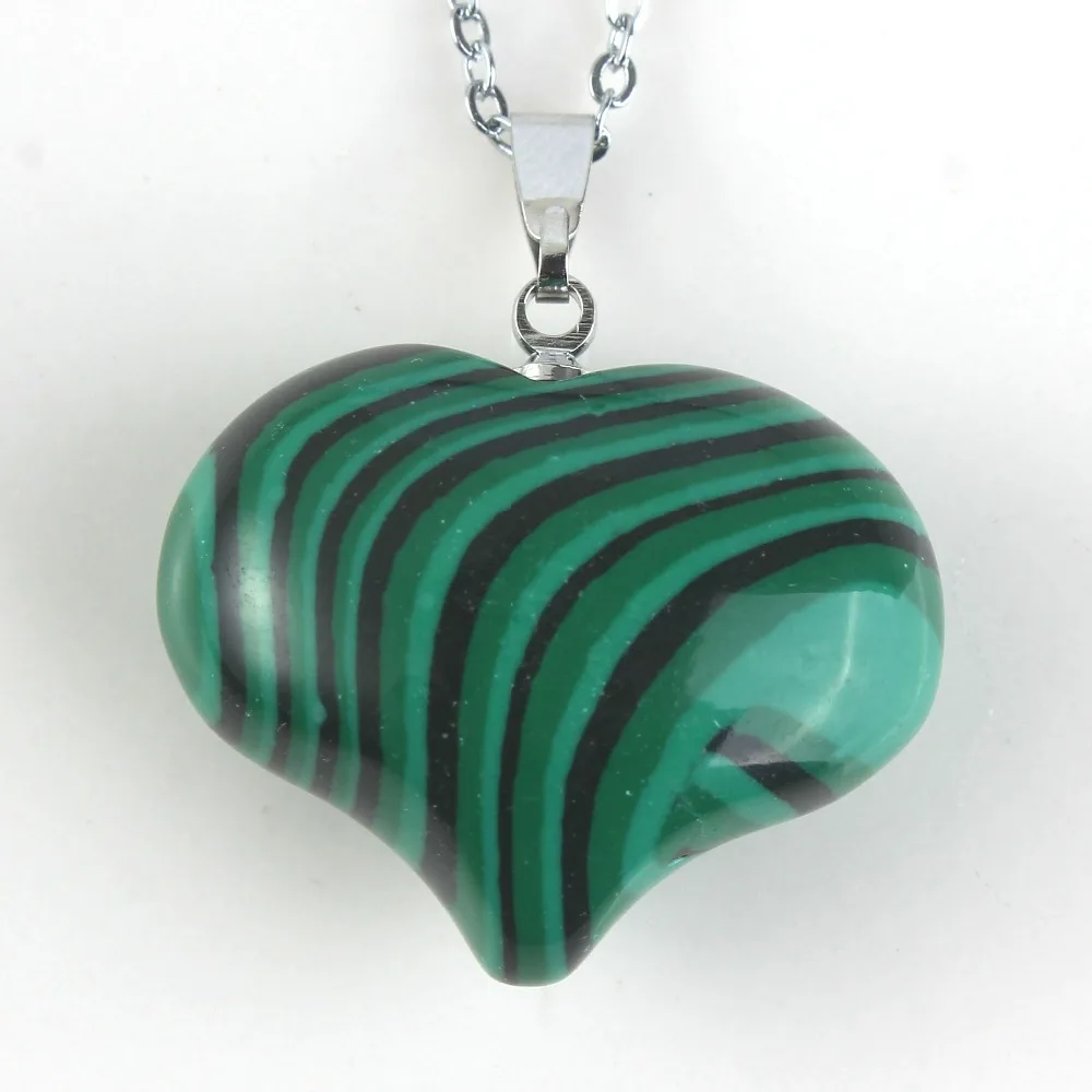 Natural Gnergy Gemstone~ Silver Plated Natural Rock Cryatal Rose Pink Quartz Opalite Opal Black Agates Love Heart Stone Pendant Women Men Jewelry 13 AA00201023712a