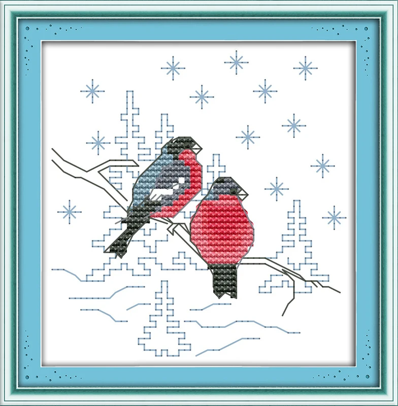 Two red birds Counted Cross Stitch 11CT Printed 14CT DMC standard Cross Stitch Set DIY Cross