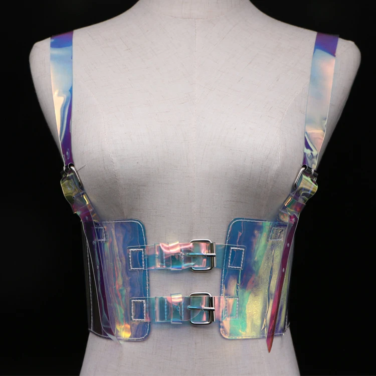

Glitter Dazzle Laser Transparent Colorful PVC Personality Fashion Upper Body Waist Band Night Club