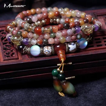 

Meetcute 5MM Muilti Color Natural Crystal Bracelets For Men Woman 108 Beads Bracelet & Bangles Jewelry Buddhist Prayer