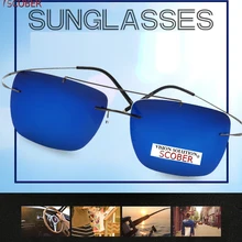 = SCOBER = дизайнер, поляризованные солнцезащитные очки без оправы с двойным мостом, ультра-светильник, зеркальные линзы с защитой от УФ-излучения