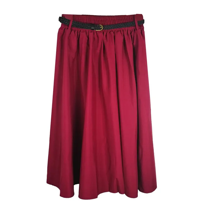 Миди до колена, летние юбки для женщин с поясом, модная Корейская женская плиссированная трапециевидная школьная Женская юбка с высокой талией