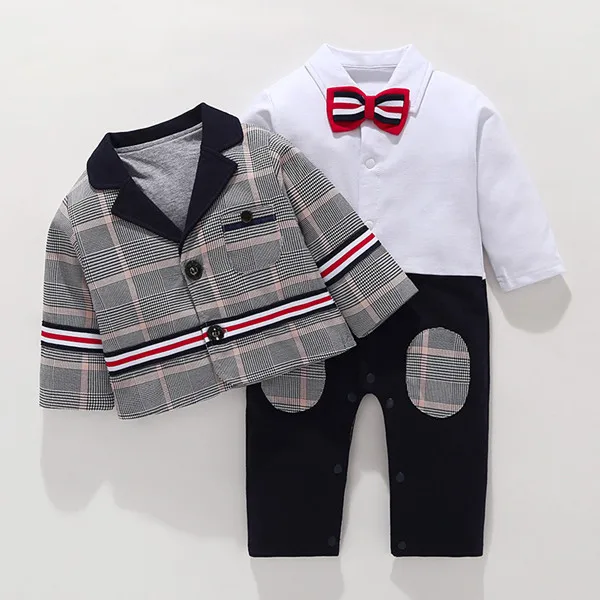 

Baby Boys Romper Boy Jumpsuits Children's Clothes Kids Clothing Sets Infant Boys Gentleman Tie Rompers 8sets/lot Hot Sale