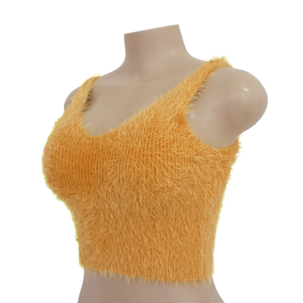 Модный женский свитер без рукавов с v-образным вырезом из мохера с открытой спиной