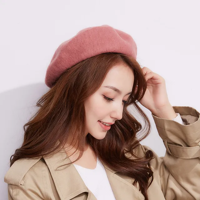 Suvimuga Beret Hat Bowknot Winter Warm Wool Flat Cap for Women Girls 