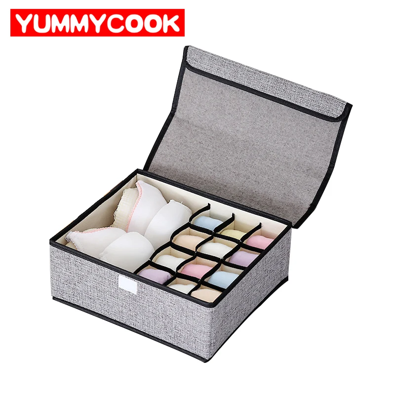 Cotton Linen Underwear Box Drawer Organizers Foldable Clothing Bra Socks Storage Wardrobe Closet Container Accessories Supplies Cotton Linen Underwear Box Drawer Organizers Foldable Clothing Bra Socks Storage Wardrobe Closet Container Accessories Supplies