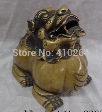 

Chinese Pure Bronze Foo Fu Dog Lion Unicorn PiXiu Statue Incense Burner Censer discount 30%