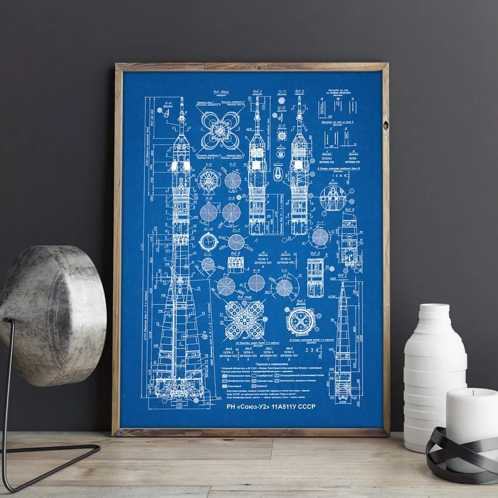 Soyuz U2 Rocket patent авиационная картина галерея настенное искусство постеры декор