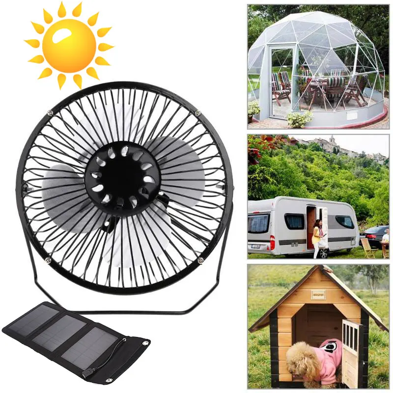 

2019 Drop Shpping Waterproof Foldable 5W 6.5V Cell Solar Panel +Fan Multifunctional Universal Travel Silicon Ventilator Cooling